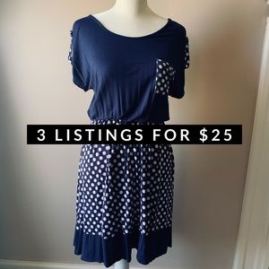 Elastic Waist Polka Dot Dress size Large